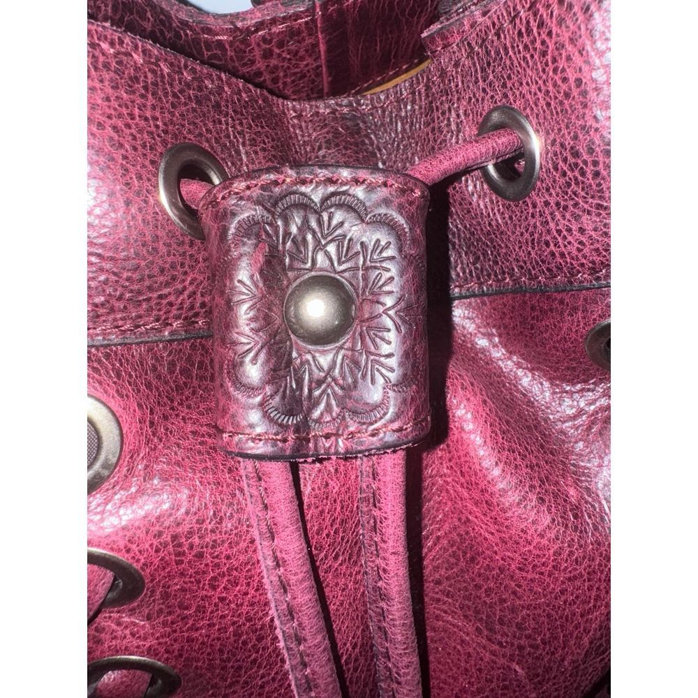 Patricia Nash Martina crossbody drawstring bag grommets and lacing burgundy‎ red - Picture 3 of 12